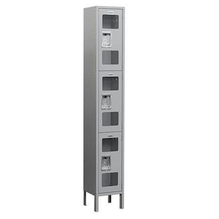 Salsbury Industries Salsbury Industries S-63165GY-U 6 ft. H x 15 in. D See-Through Metal Locker - Triple Tier - 1 Wide - Assembled - Gray S-63165GY-U